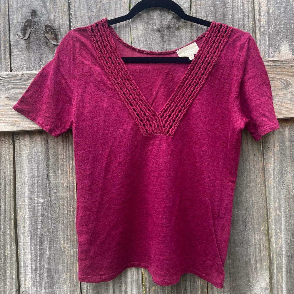 Sezane Burgundy Short Sleeve Tee